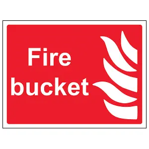 Fire Bucket Equipment Safety Sign - Rigid Plastic - 200x150mm (x3)