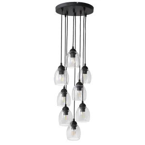 Luminosa Brillant Cluster Pendant Ceiling Light Black, Transparent 35cm