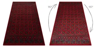 Wool carpet OMEGA BUCHARA frame, circles red 200x300 cm