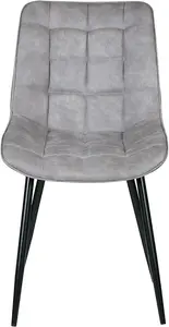 Set of 2 Light Grey Suede Effect Dining Chairs Plush Padded Upholstered Accent Chair - Alba by MCC