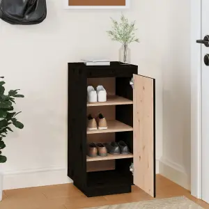 Berkfield Shoe Cabinet Black 35x35x80 cm Solid Wood Pine