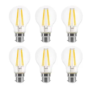 100w Equivalent LED Traditional Looking Filament Light Bulb A60 GLS B22 Bayonet 6.6w LED - Warm White - Pack of 6