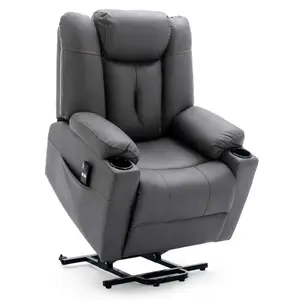 Afton Electric Fabric Single Motor Riser Recliner Lift Mobility Tilt Chair (Charcoal)