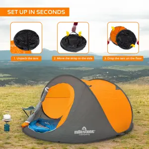 Milestone Camping 2-Person Pop-Up Tent with Portable Carry Bag