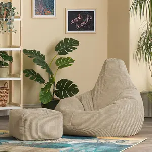 icon Dalton Corduroy Recliner Bean Bag Chair & Footstool Stone