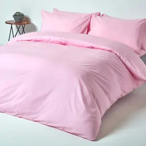 Homescapes Pink Egyptian Cotton Duvet Cover with Pillowcases 200 TC, King