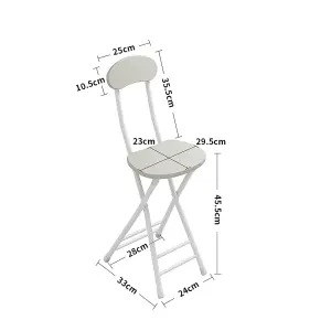 Dining Chair Set of 4 Compact White Wooden Folding Dining Chairs with Metal Legs without Table