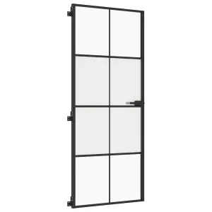 Berkfield Interior Door Slim Black 83x201.5 cm Tempered Glass and Aluminium