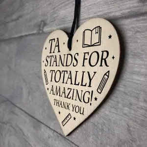 Red Ocean Teaching Assistant TA Gifts Wooden Heart End Of Term Leaving School Teacher Gifts