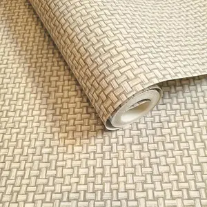 Holden Decor Basket Weave Beige Wallpaper Traditional Realistic Feature Wall