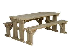 Arbor Garden Solutions Picnic Bench and Table Set, Aspen Wooden Patio Furniture (6ft, Natural finish)