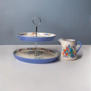 London Pottery Cake Stand And Milk Jug Set - Viscri Meadow