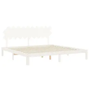 Berkfield Bed Frame with Headboard White 200x200 cm Solid Wood