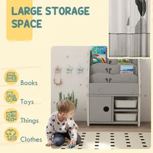 AIYAPLAY Kids Storage Units with 2 Storage Boxes, 67 x 29 x 98cm, Light Grey