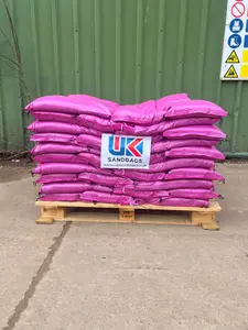 70 Filled pink polypropylene sandbags