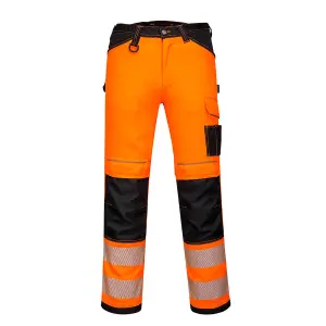 Portwest PW3 Hi-Vis Lightweight Stretch Trousers Orange/Black & Knee Pads - 33R