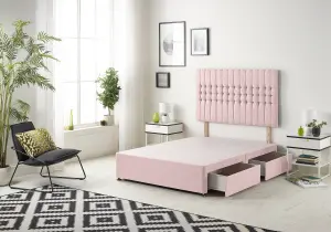 Somnior Galaxy Plush Pink Divan Bed Base With 2 Drawers And Headboard - Small Single