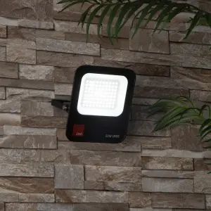 Litecraft Fechine Black 50 Watt LED IP65 Outdoor Wall Flood Light