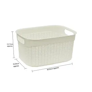 JVL Knit Design Loop, Plastic Storage Basket, Ivory