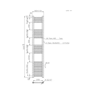 Rinse Straight Bathroom Heated Towel Rail Ladder Radiator Anthracite 1600x300mm