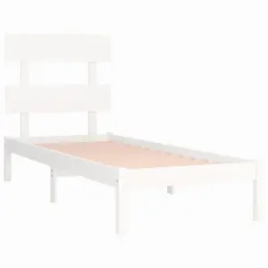 Berkfield Bed Frame White Solid Wood 90x190 cm 3FT6 Single