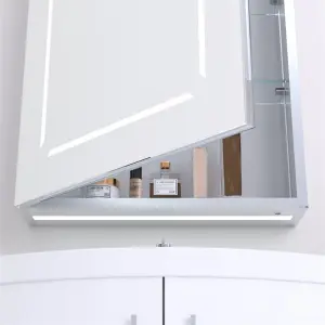 Bathroom Cabinet Wall Mirror - Rectangular 700 x 500mm - LED Light Wall Mirror Cabinet (Rectangle) - Demister Pad