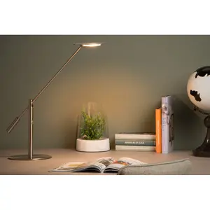 Lucide Anselmo Modern Desk Lamp - LED Dim. - 1x9W 3000K - Satin Chrome