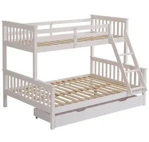 Hannah Triple Sleeper Single over Double Bunk Bed - White