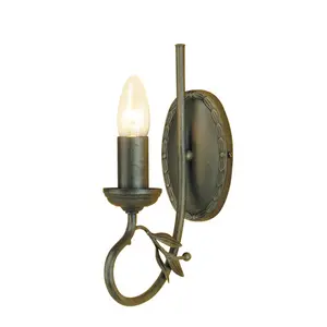 Elstead Olivia 1 Light Indoor Candle Wall Light Black, Gold, E14