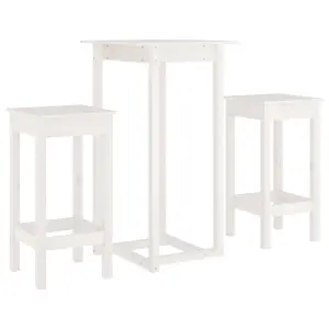 Berkfield 3 Piece Bar Set White Solid Wood Pine