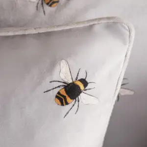 2 Pack Bee Matte Velvet Cushion Covers Home Decor, Grey - 45 x 45cm