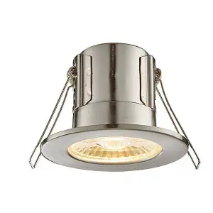 Luminosa Shieldeco Fire Rated Integrated LED Bathroom Recessed Light Satin Nickel Plate, Acrylic IP65