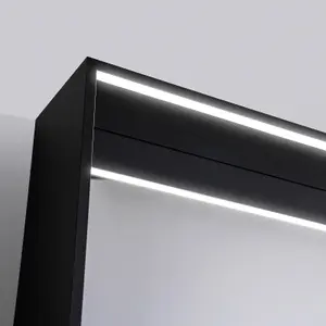 Edge-Black 1000, Illuminated rectangular wall mirror with Black frame, with LED 100x70x13 cm Black