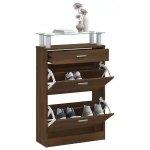 Berkfield Shoe Cabinet Brown Oak 63x24x104 cm Engineered Wood