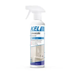 KEL - Limescale Remover Foam Spray, Removes Stains & Deposits from Shower Heads, Taps, Baths & Screens - 500ml