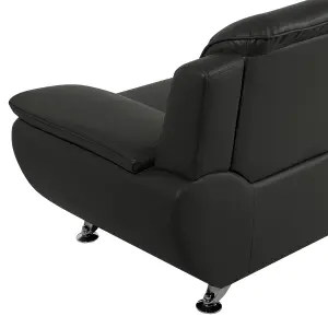 2 Seater Faux Leather Sofa Black LEIRA