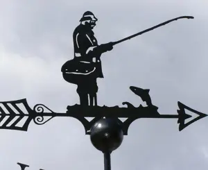 Fisherman Weathervane - Solid Steel - W61 x H88 cm - Black