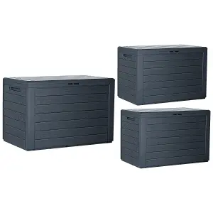 2 x 190L Large Outdoor Multipurpose Garden Furniture Storages Box With Lids