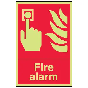 Fire Alarm Equipment Safety Sign - Glow in the Dark - 200x300mm (x3)