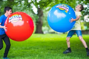 Wicked Mega Bounce XL Blue.  Huge inflatable bounce ball with a 2.5m circumference. Foot pump included