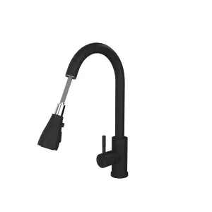 Kersin Luxr Matt Black Kitchen sink Mixer Tap with Pull-Out Hose and Spray Head