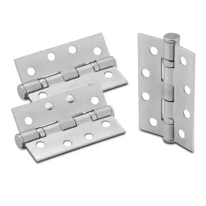 XFORT 4 Inch (100mm) Satin Chrome Ball Bearing Hinges, Steel Door Hinge for Wooden Doors (1.5 Pairs)