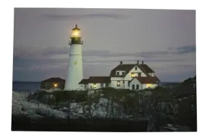 Garden Market Place Large Lighthouse Canvas Picture Print With 6 LED Lights