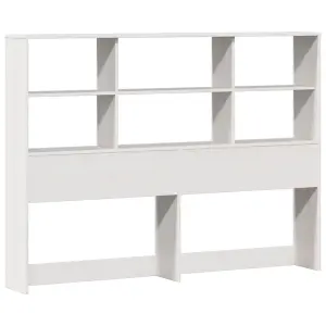 Berkfield Bookcase Bed without Mattress White 150x200 cm King Size Solid Wood Pine