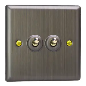 Varilight 2-Gang 10A 1- or 2-Way Toggle Switch Antique Brass