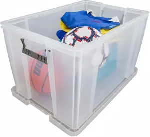 1 x Large Clear Stackable Nestable 36 Litre Storage Container With Clip Locked Lid & Strong Handles