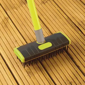 Garden Gear Patio Paving Steel Brush & Weed Scraper Set with Twin Heads and Telescopic Handle