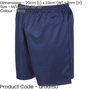 M/L - NAVY Junior Sports Micro Stripe Training Shorts Bottoms - Unisex Football