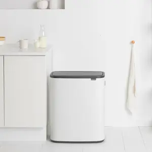 Brabantia Bo 30 Litre + 30 Litre Touch Bin with Two Inner Buckets White / 60