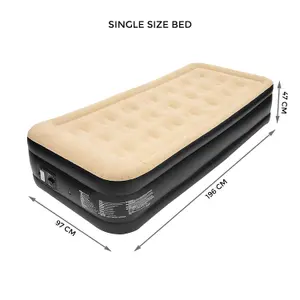 Single Inflatable High Raised Air Bed Mattress Airbed With Builtin Electric Pump